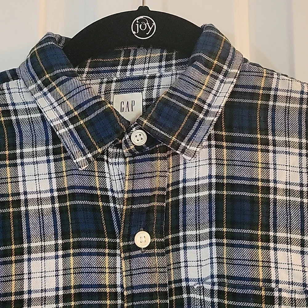 Gap blue and yellow plaid flannel shirt xl/12